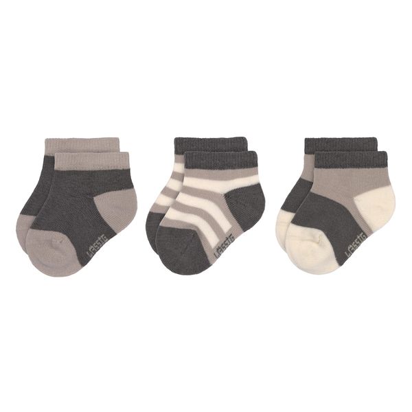 LÄSSIG Children's trainer socks, set of 3, anthracite/taupe, size 23-26