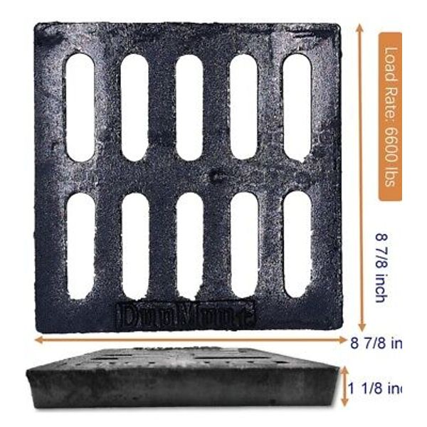 Outdoor Drain Cover, 9”X9” Cast Iron Drain Grate for Catch Basin