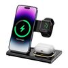 Ink Chips, 4-in-1 LED Night Light, Wireless Charger, Black, 3 Devices Simultaneously, MagSafe Function, Rapid Charging, Foldable, LED Light Function, Smartphone Stand, Magnetic, USB Type C Compatible,