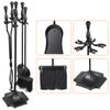 5 Pieces Fireplace Tools Sets Wrought Iron Firewood Kit w/ Handle Durable Tools