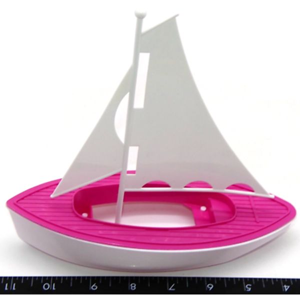 Plastic Sailboat Toy Pink & White Boat Sail Boat