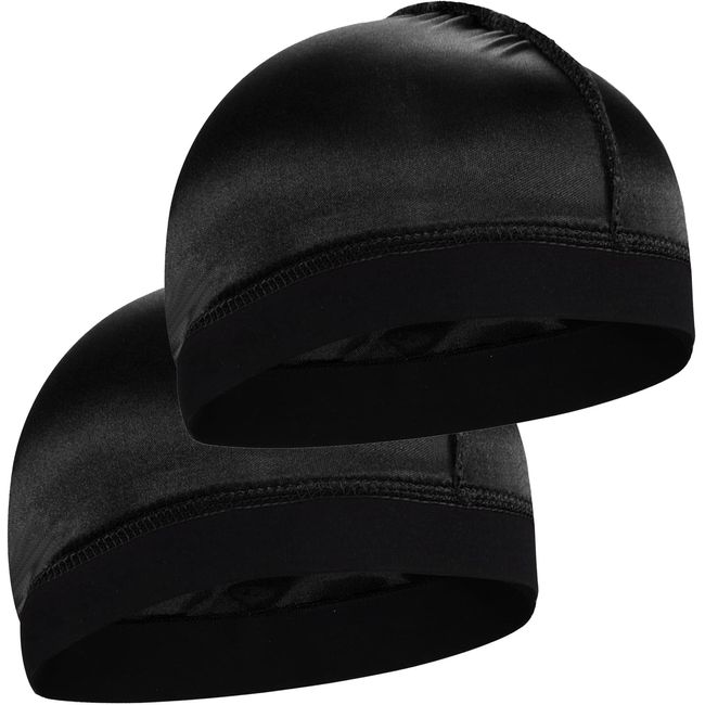 2PCS Silky Stocking Wave Cap for Men, Good Compression Over Durag, Thick Hair Style