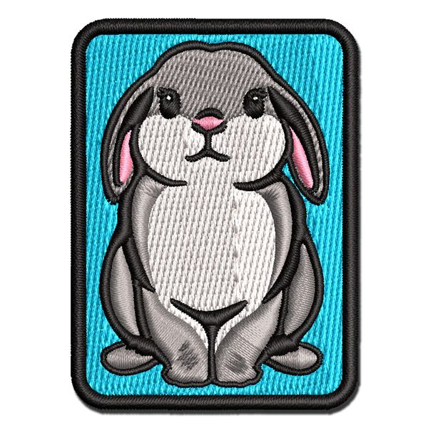 Lop Eared Bunny Rabbit Multi-Color Embroidered Iron-On Patch Applique - Mini 2.0 Inch