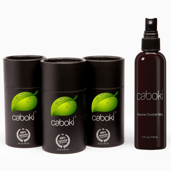 Caboki VALUE PACK 2 (3 x 30 gram plus one Volume Control Mist), 270-Day Supply, Dark Brown