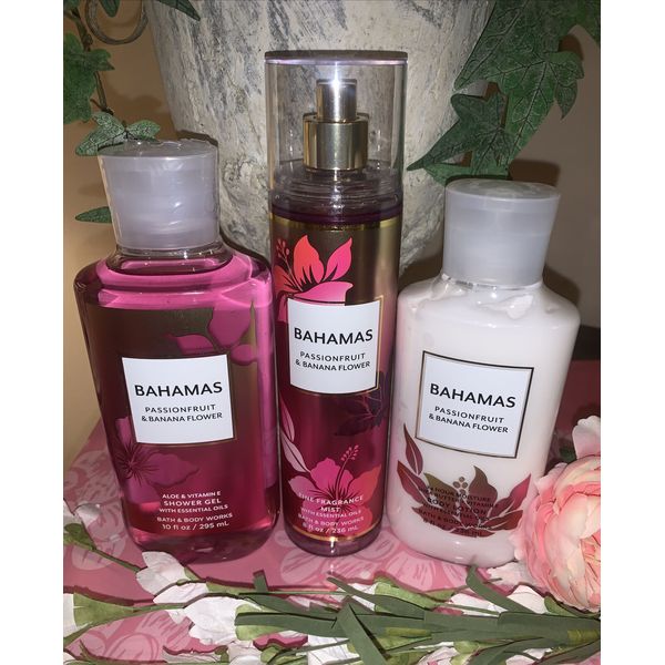 Bath & Body Works BAHAMAS PASSIONFRUIT Frag Mist, Shower Gel, Lotion ( Set of 3)