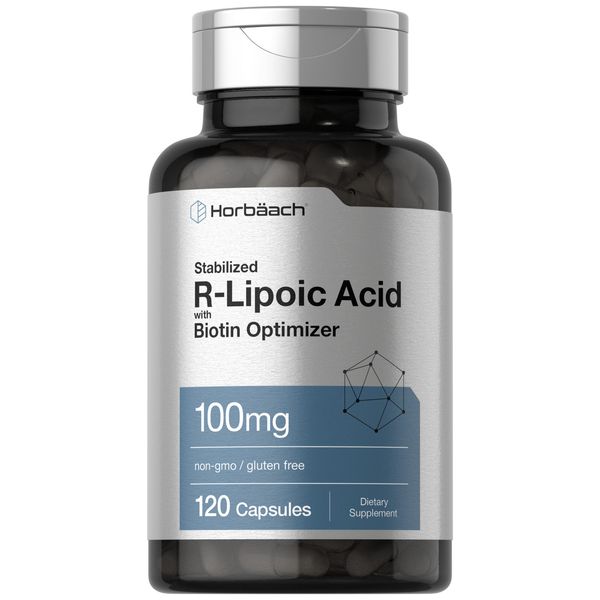 R Lipoic Acid 100mg | 120 Capsules | Plus Biotin Optimizer | by Horbaach