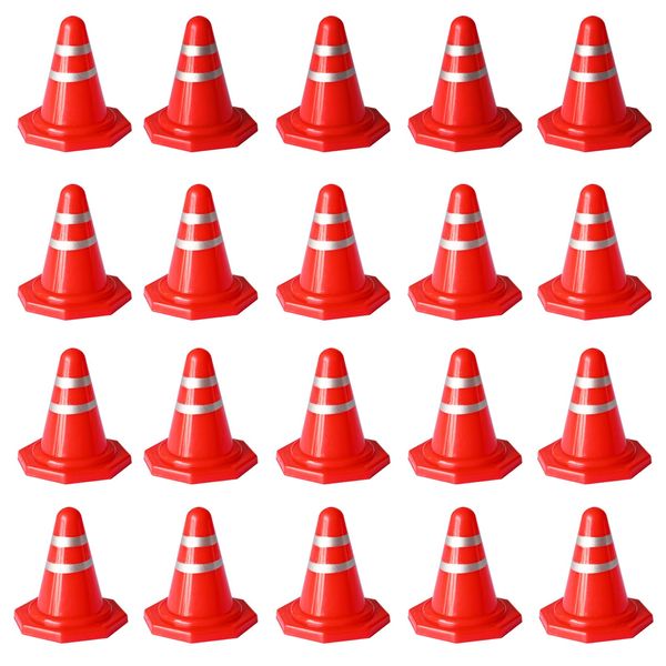 MDDEYEMEFO 100Pcs Mini Traffic Cones Tiny Simulation Road Parking Signs Plastic Traffic Roadblock Toy Ideal for Kids Construction Theme Party Favors（Suitable for Children Over 3 Years of Age）