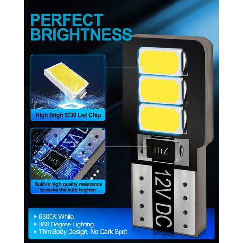 Yorkim 20PCS 194 LED Bulb White, MINI SIZE 168 Led Bulb T10 Led Bulb Replacement for Car Interior Map Dome Door Lights Courtesy Trunk License Plate Lights Side Marker Lights, Pack of 20, 6300K
