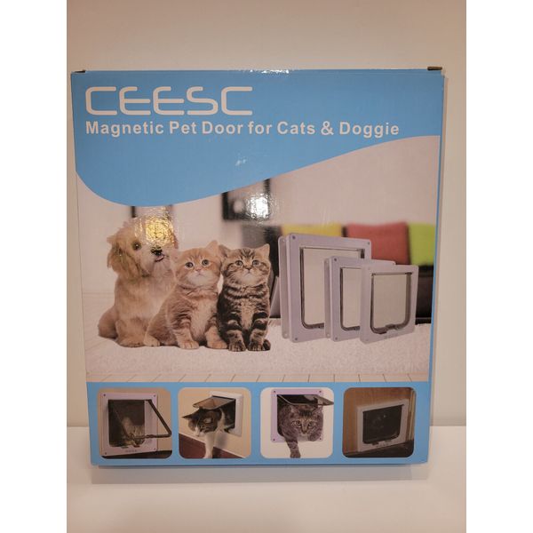 Ceesc Magnetic Pet Door for Cats & Dogs  X Large White New In Open Box