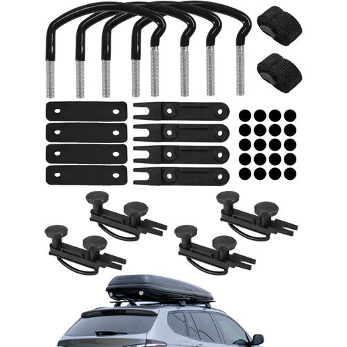 4Pack Roof Box U-Bolt Clamps with 8 Lock Nuts, Glazeal Roof Box U-Bolt Clamps Car Van Mounting Fitting Kit with 8 Lock Nuts 2 Straps for Cargo Carrier Rack