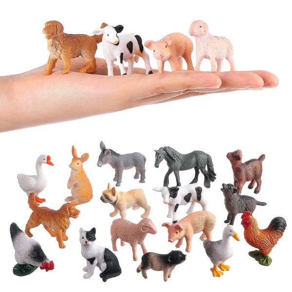 FLORMOON 16Pcs Mini Animals Figures, Realistic Farm Animals Toys for Cupcake Toppers, Learning Educational Toys, Birthday Party Favors Gift for Kids Toddlers