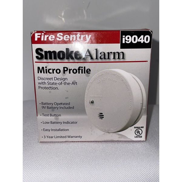 New Fire Sentry Smoke Alarm I9040 9V Battery Micro Profile Easy Install