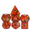 Cusdie Sharp Edges DND Dice, 7 PCs D&D Dice, Handcrafted Polyhedral Dice Set, for Role Playing Game (Moon-Red Mixed Black)
