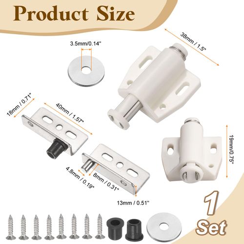uxcell Pivot Hinge, 40 x 18 mm Heavy Duty Iron Concealed Shaft Door Hinges with Single Head Magnetic Catch and Bushing Kit for Furniture Cabinets Wood Doors, Silver