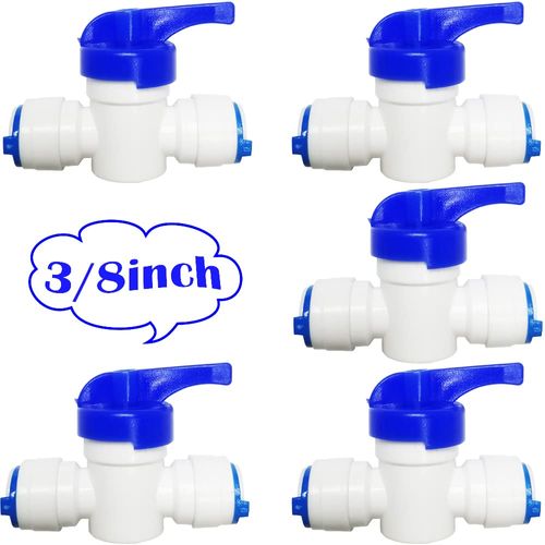 CESFONJER RO Water Filter Fittings, 5pcs 3/8" Inline Tap/Shut-off Valve/Isolation Valve, 3/8" for Refrigerator Freezer/Reverse Osmosis Water Filter System Water Pipe Tube