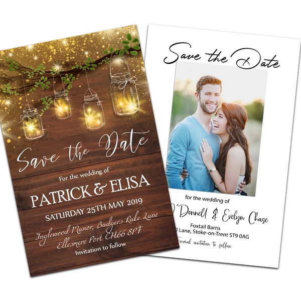 Wedding Save the Date Cards & Envelopes - Personalised (Various designs)