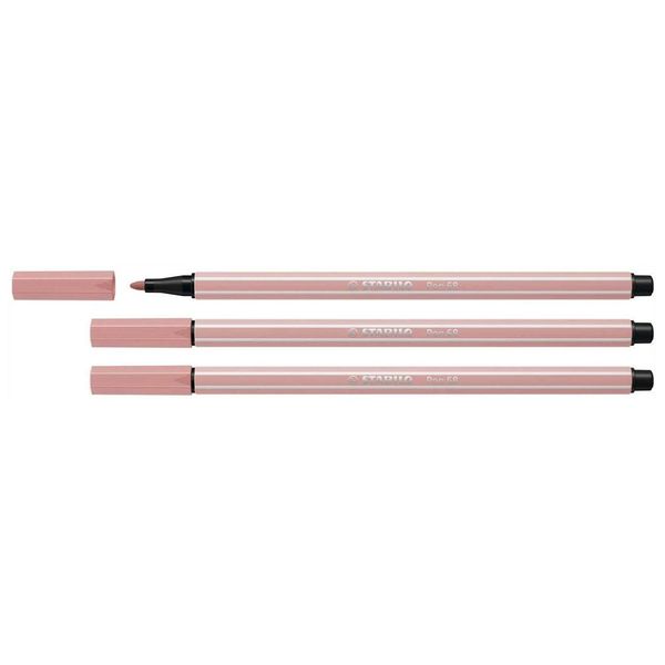 STABILO Pack of 3 Felt-Tip Pens 68 Medium Nib 1 mm Blush Pink