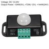 sourcing map LED Motion Sensor Switch DC 12-24V 6A PIR Infrared Body Detect Timer Controller for Automatic Lighting Bulbs LED Strips, Black