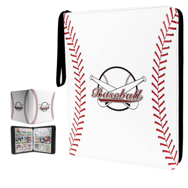 Baseball Card Binder, 900 Pocket Card Collections Album, 9 Pocket Trading Card binder with 50 Removable Sleeves, Card Protectors Holder Fit Football, Baseball, Sport Cards and Other Trading Cards