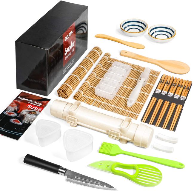 Sushi Making Kit, Delamu Upgrade 22 in 1 Sushi Maker Bazooker Roller Kit  with Bamboo Mats 