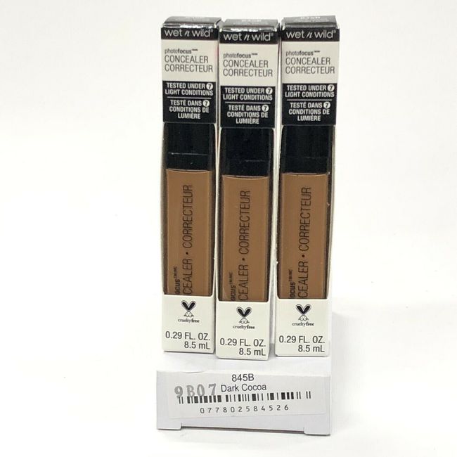 3 REVLON Wet n Wild Photo Focus Concealer Wands New 845B Dark Cocoa