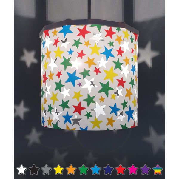 Ereki Ceiling Pendant Light Shade - Projector Stars Effect Light Cover - Magnetic Ceiling Night Light Lampshade Kit for Interchangeable Designs (Multi-Colour, Bulb NOT Included)