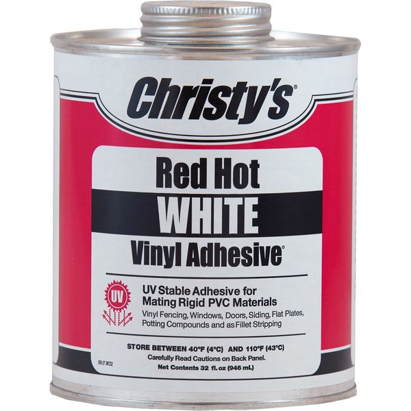 Christy's Red Hot Vinyl Adhesive, White, 1 Quart (32 fl oz)