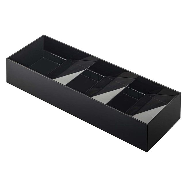 Yamazaki 5414 3D Oblique Cutlery Case, Black, Approx. W13.8 x D 4.7 x H 2.2 inches (35 x 12 x 5.5 cm), Tower, Easy to Take Out, Diagonal Dividers