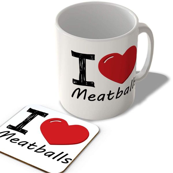 McMug - I Love Meatballs - Mug and Coaster Set, Ceramic, 11fl.oz.