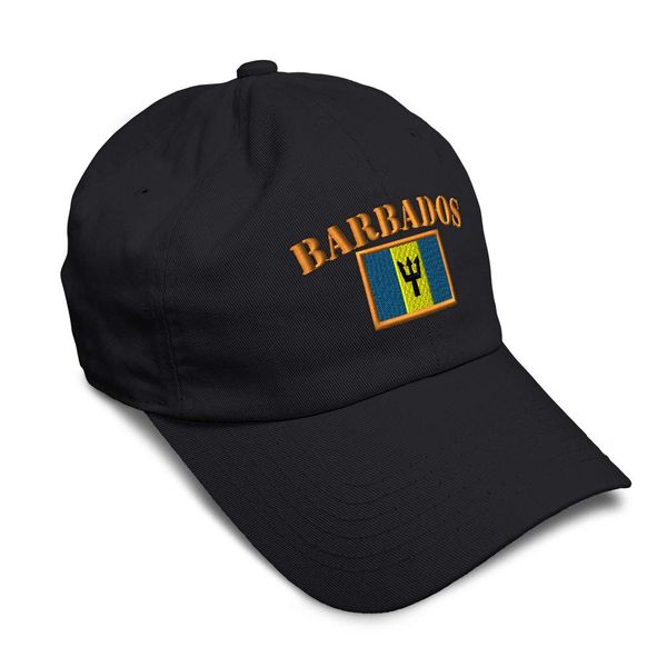 Speedy Pros Soft Baseball Cap Barbados Flag Embroidery Flags World Cup Soccer Twill Cotton Embroidered Dad Hats for Men & Women Black Design Only