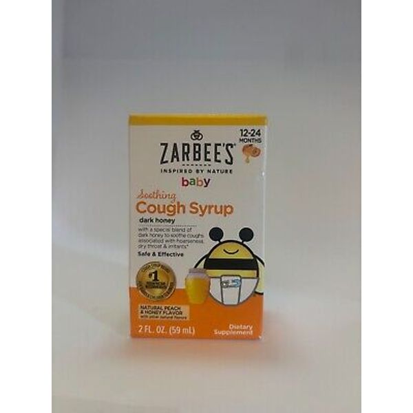 Zarbee's Baby Soothing Cough Syrup, Peach & Dark Honey, 2 fl oz 8/25