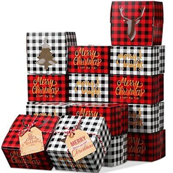 30 Pcs Christmas Bakery Boxes 4 x 4 x 2.5 Inch Mini Cupcake Boxes with Window