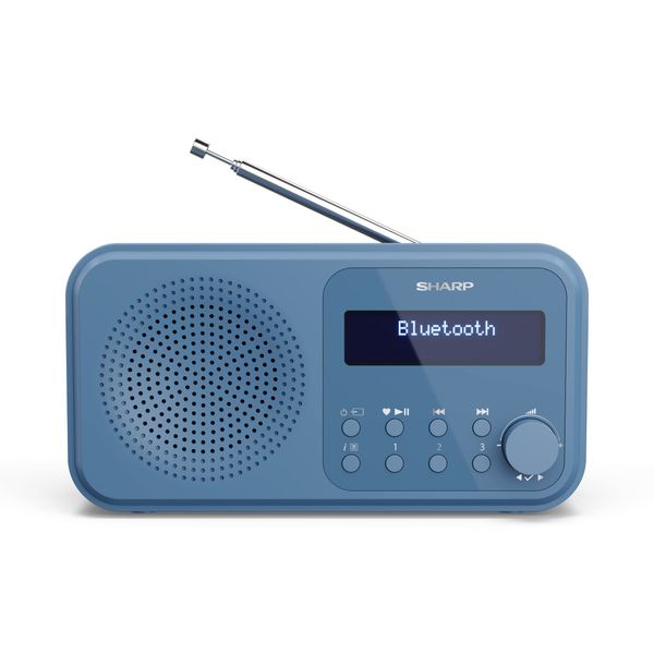 SHARP DR-P420 Portables Digitalradio (DAB/DAB+/FM mit RDS, USB, Bluetooth 5.0, 3,5mm Klinke Wecker-Funktionen), Blau