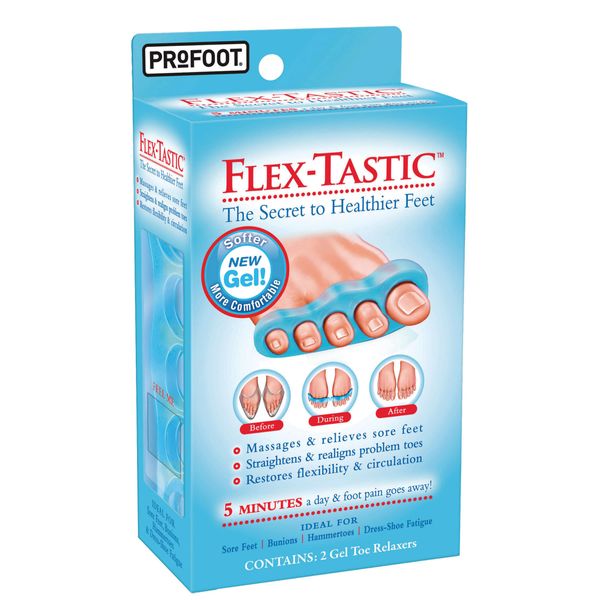 PROFOOT Flex-tastic Toe Spacers, Gel Toe Separators for Foot Pain, Bunions, Overlapping & Hammer Toes, Helps Restore Alignment & Circulation, Fits All, 1 Pair