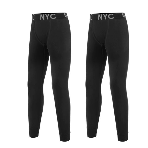 Uizuooy 2er Pack Lange Unterhosen Kinder Jungen SportunterwäSche Kinder Fussball Kompressions Leggings Jungen Baumwolle Schwarz 2BL 134-140