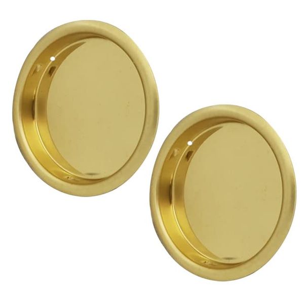 QCAA Solid Brass Finger Pull, 2-1/8", Polish Brass, Made in Taiwan, 2 Pack