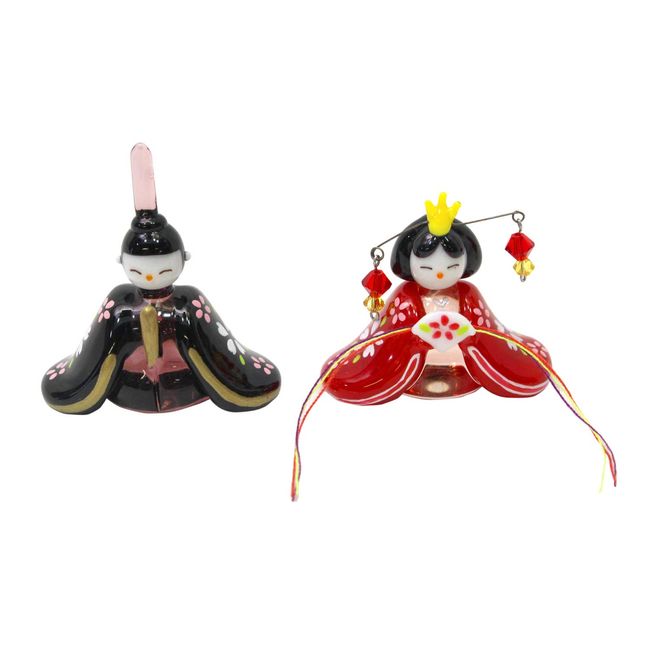 Falkart CYK1907 Multi Figurine, Inner Line, Total Length: 1.7 inches (4.3 cm), Total Length: 1.2 inches (3 cm), Cute, Handmade, Glass Craft, Kyoto Imperial Palace, Hina