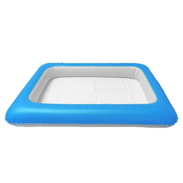 Inflatable Play Tray from Zimpli Kids, Children's Sandbox Portable Table, Perfect Sensory, Messy Play Tray for Sand, Mud and Water, Blue & White