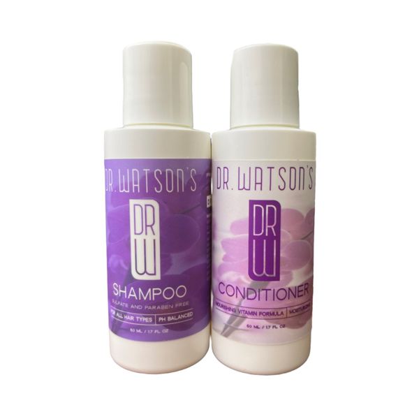 Dr. Watson's Hair Care | Hair Cleansing | Shampoo & Conditioner Sample Pack | Sweet Pea