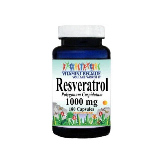 Resveratrol (Polygonum Cuspidatum) 1000mg Supplement 180 caps by Vitamin Because