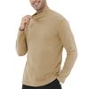 Men's Casual Slim Fit Half Turtleneck Shirts Basic Long Sleeve Undershirt Top Knitted Pullover Khaki M