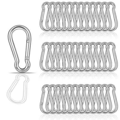 60PCS Spring Snap Hook Carabiners, M4 Small Carabiner Clip, 1.57 Inch Heavy Duty Galvanized Steel Spring Clip, Quick Link Key Chain for Swing Hammock Gym Outdoor, 120LBS Holding Capacity