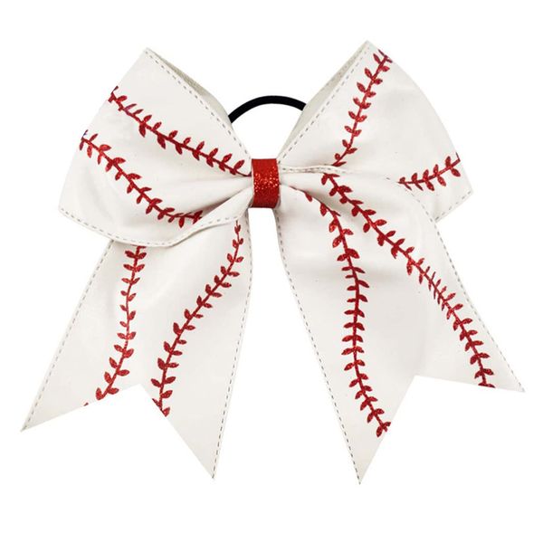 Softball Hair Bows 7Inch Softball Cheer Bows Glitter Leather Baseball Cheer Bow Softball Hair Ties Ponytail Holder Elastic Softball Hair Accessories for Girls Teen Softball Baseball Competition Sports