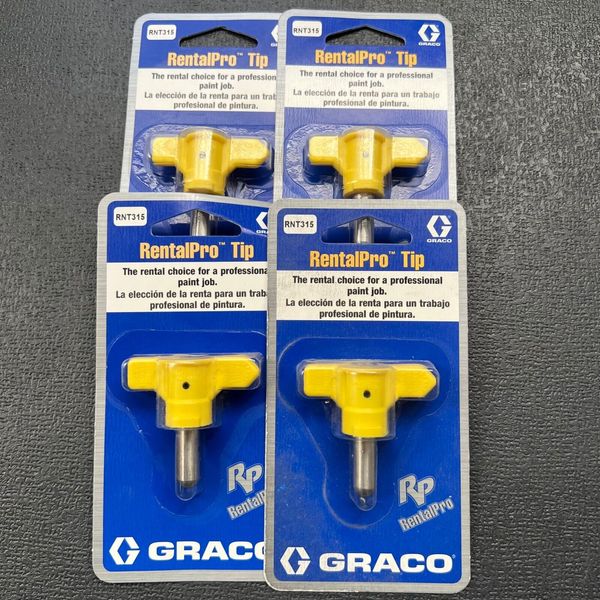 GRACO Reversible Airless Paint Spray Tip Rental Pro RNT 315 Yellow .015" LOT/4