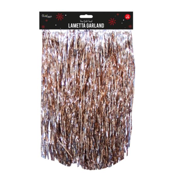 Widdle Gifts Christmas Lametta 1.2m x 46cm Angel Hair Tinsel Tree Decoration (Rose Gold)