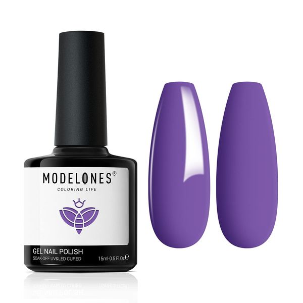 Modelones Lavender Purple Gel Polish, 1 Pcs 15ml Violets Color Gel Nail Polish Soak Off LED Long Lasting French Manicure Essential Gel Nail Varnish Salon Design DIY at Home Gifts for Women