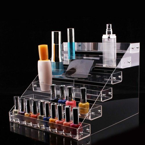 CNCEST Acrylic 6 Layer Nail Polish Organizer Case Tabletop Display Stand on the Table or Desk Holds Up 72 Bottles,Clear 6 Tier Essential Oils Holder Rack 29.8x32.3x24.2cm,Pack of 1