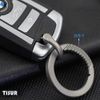 [TISUR] Key Ring Titanium Key Car Motorcycle Key Chain D Ring for Smart Key Keychain (Grey/S*2pcs)
