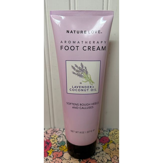 JUMBO SEALED NATURE LOVE AROMATHERAPY FOOT CREAM 8 OZ LAVENDER + COCONUT OIL