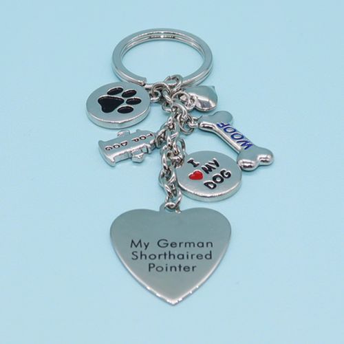 FROG SAC Dog Keychain for Women, Engraved Stainless Steel Dog Key Ring for Men, Cute Pet Accessories with Charms, Metal Key Chain for Dogs Lovers (Pointer)